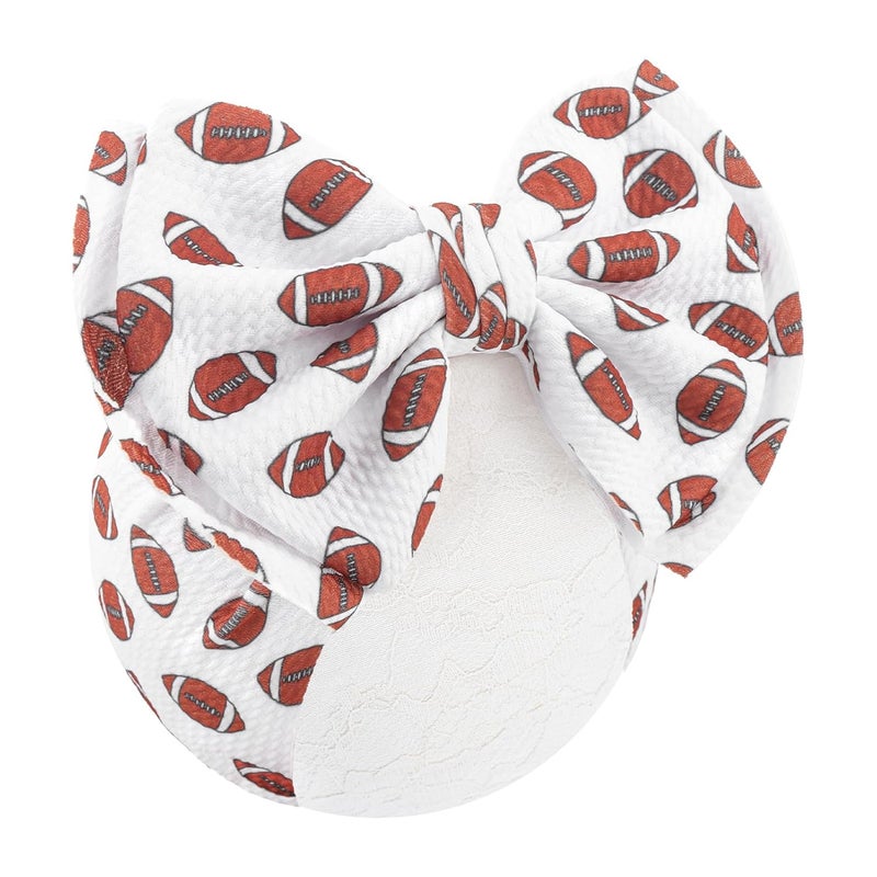 ONENINEDREAM Football Baby Bow Headbands for Girls Super Bowl Infants Hair Accessories Toddlers Outfits for Sports Parties Baby Girl Football Outfit - Image 1